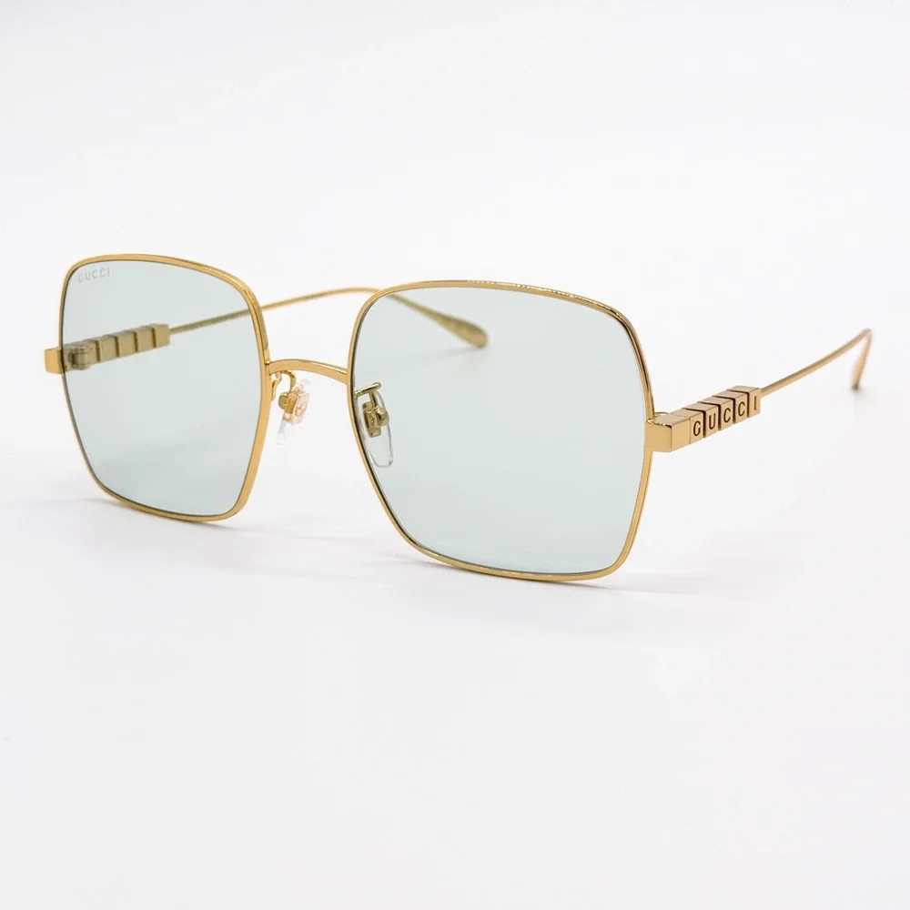 NEW GUCCI GG1434S 003 SQUARE GOLD GREEN WOMEN SUNGLASSES GUCCI